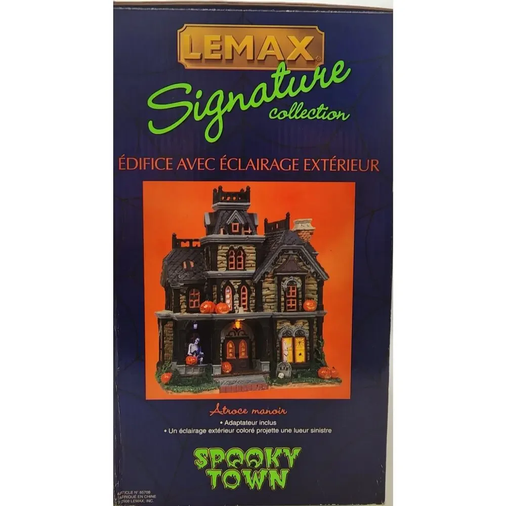 Vintage Dreadful Manor 85708 Lighted Lemax Spooky town Halloween Village Retired